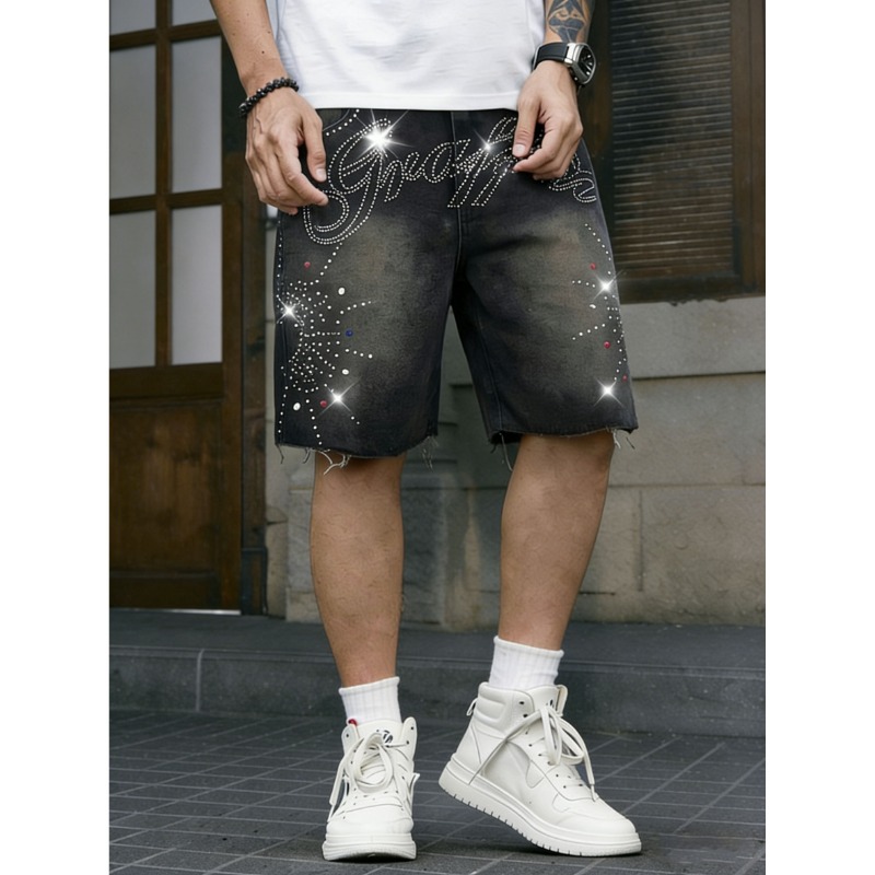 Pantalones cortos de mezclilla - Shorts Denim Frayed reseña y precio
