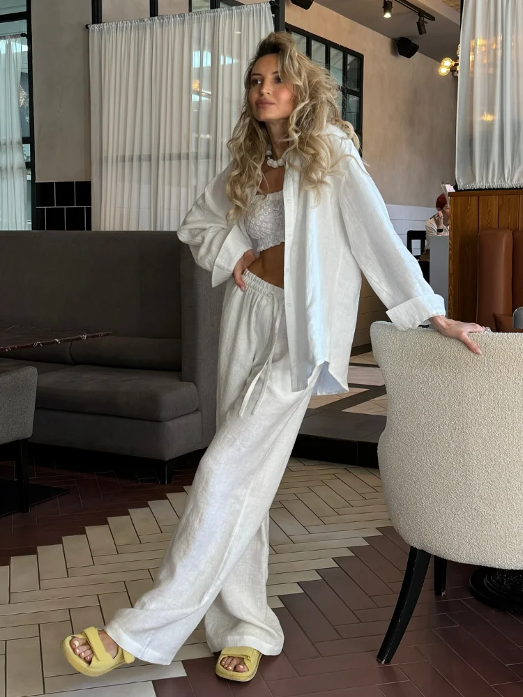2025 Conjuntos de camisa de li - Linen Pant Wide reseña y precio